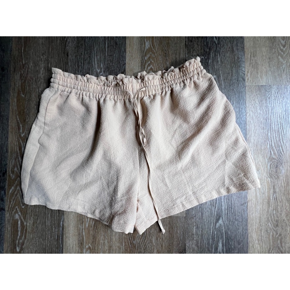 Ekouaer Lounge Shorts Womens XXL Beige Paperbag Waist Drawstring Textured 2319